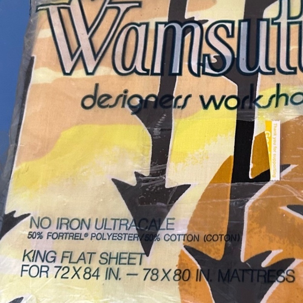 Wamsutta King Fitted &  Flat Sheet Dakotah Forest 1970's Vintage‎ - Picture 3 of 4